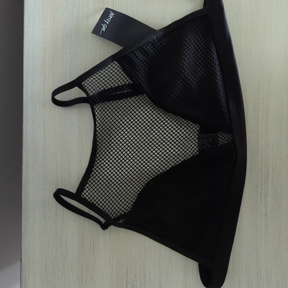 Women's NWT Nasty Gal Mesh Overlay Bikini Black Sz. M